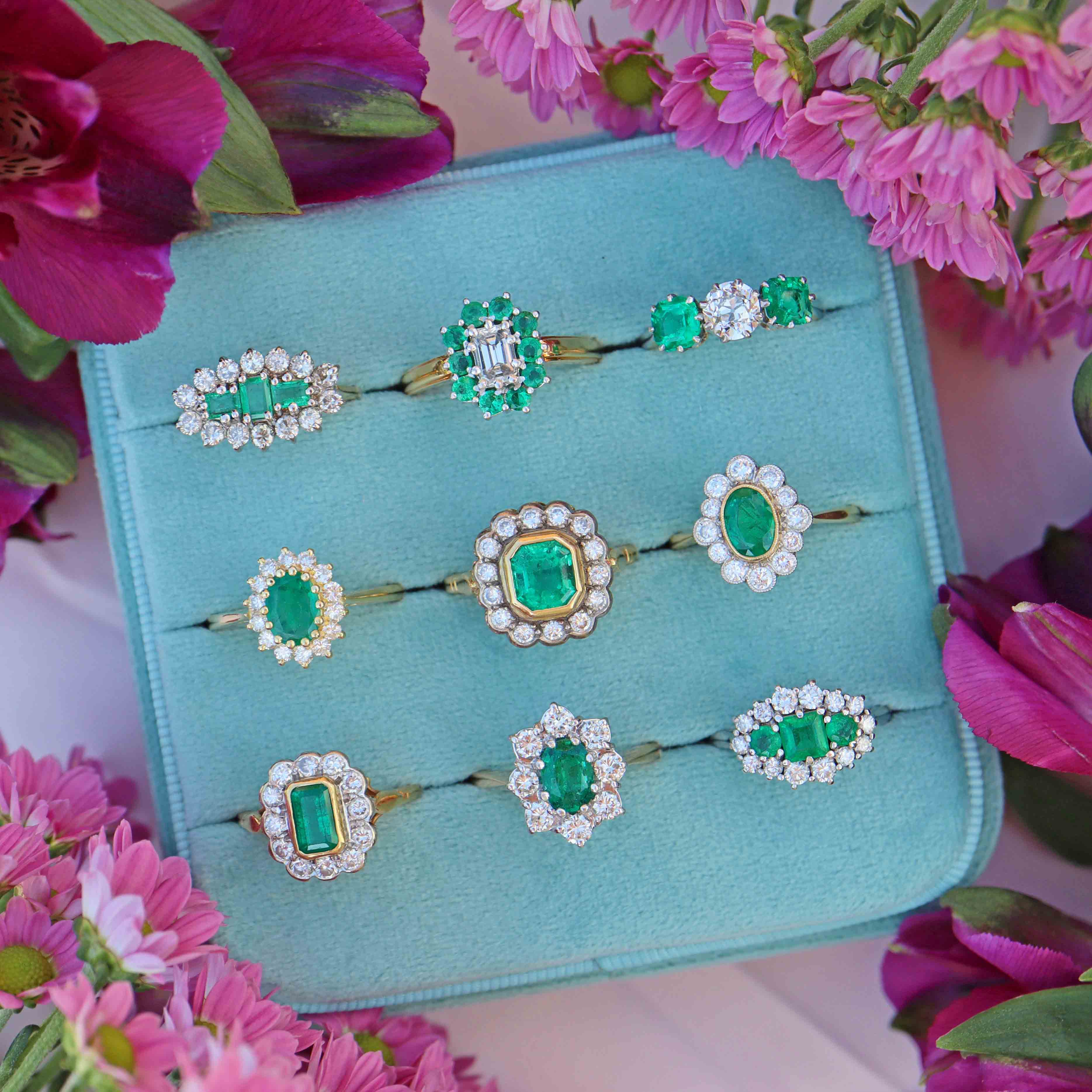 Art Deco & Vintage Emerald Engagement Rings Ellibelle Jewellery