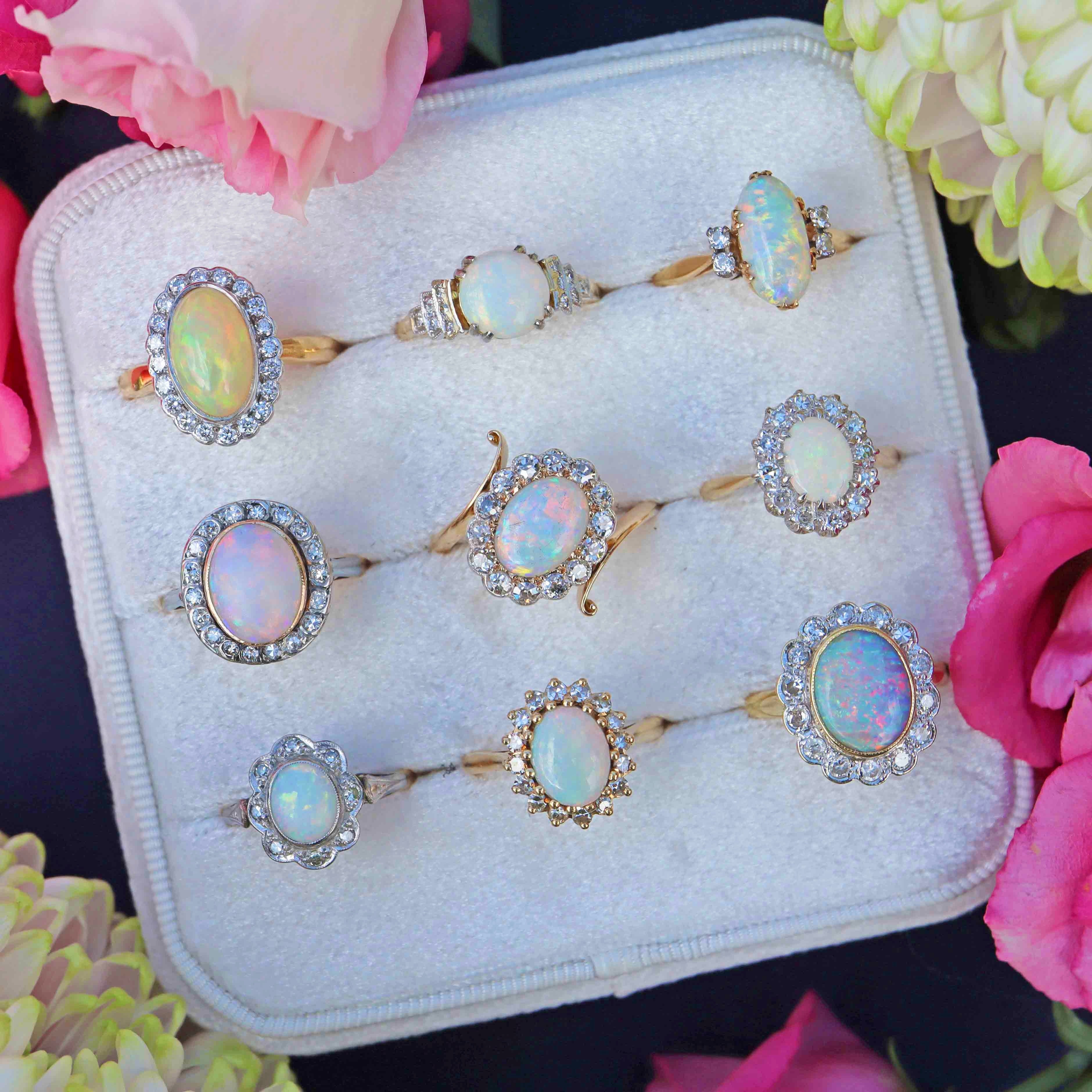 Vintage opal ring with diamonds Clearance
