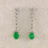 Ellibelle Jewellery 18ct White Gold Emerald & Diamond Drop Earrings