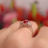 Ellibelle Jewellery 18ct White Gold Pear-Shaped Ruby & Diamond Seven-Stone Ring
