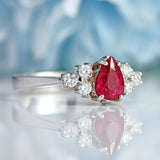Ellibelle Jewellery 18ct White Gold Pear-Shaped Ruby & Diamond Seven-Stone Ring