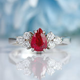 Ellibelle Jewellery 18ct White Gold Pear-Shaped Ruby & Diamond Seven-Stone Ring
