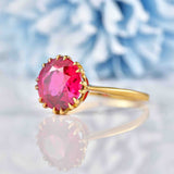 Ellibelle Jewellery 1930s Synthetic Ruby 18ct Gold Solitaire Ring (4.90ct)