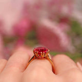 Ellibelle Jewellery 1930s Synthetic Ruby 18ct Gold Solitaire Ring (4.90ct)