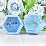 Ellibelle Jewellery 1950s Blue Zircon & Diamond Three-Stone Bypass Ring
