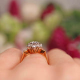 Ellibelle Jewellery 1970s 18ct Gold Diamond Flower Daisy Cluster Ring (0.70cts)