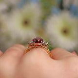 Ellibelle Jewellery Almandine Garnet & Diamond 18ct Gold Engagement Ring