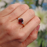 Ellibelle Jewellery Almandine Garnet & Diamond 18ct Gold Engagement Ring