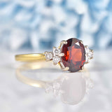 Ellibelle Jewellery Almandine Garnet & Diamond 18ct Gold Engagement Ring