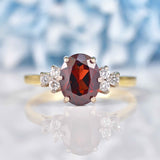 Ellibelle Jewellery Almandine Garnet & Diamond 18ct Gold Engagement Ring