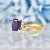 Ellibelle Jewellery Amethyst & Diamond 18ct Gold Three-Stone Engagement Ring