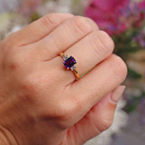 Ellibelle Jewellery Amethyst & Diamond 18ct Gold Three-Stone Engagement Ring