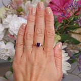 Ellibelle Jewellery Amethyst & Diamond 18ct Gold Three-Stone Engagement Ring