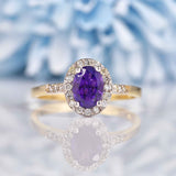 Ellibelle Jewellery Amethyst & Diamond 9ct Gold Halo Ring