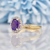 Ellibelle Jewellery Amethyst & Diamond 9ct Gold Halo Ring