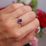 Ellibelle Jewellery Amethyst & Diamond 9ct Gold Halo Ring
