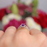Ellibelle Jewellery Amethyst & Diamond 9ct Gold Halo Ring