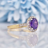 Ellibelle Jewellery Amethyst & Diamond 9ct Gold Halo Ring