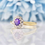 Ellibelle Jewellery Amethyst & Diamond 9ct Gold Oval Cluster Ring