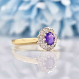 Ellibelle Jewellery Amethyst & Diamond 9ct Gold Oval Cluster Ring