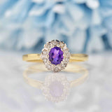 Ellibelle Jewellery Amethyst & Diamond 9ct Gold Oval Cluster Ring
