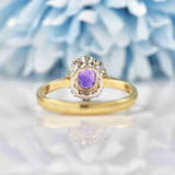 Ellibelle Jewellery Amethyst & Diamond 9ct Gold Oval Cluster Ring