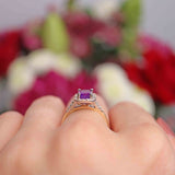 Ellibelle Jewellery Amethyst & Diamond 9ct Gold Panel Ring