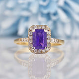 Ellibelle Jewellery Amethyst & Diamond 9ct Gold Panel Ring