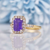 Ellibelle Jewellery Amethyst & Diamond 9ct Gold Panel Ring