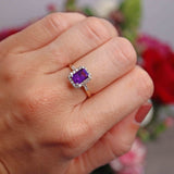 Ellibelle Jewellery Amethyst & Diamond 9ct Gold Panel Ring