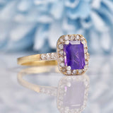 Ellibelle Jewellery Amethyst & Diamond 9ct Gold Panel Ring