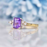 Ellibelle Jewellery Amethyst & Diamond 9ct Gold Seven-Stone Ring