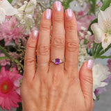 Ellibelle Jewellery Amethyst & Diamond 9ct Gold Seven-Stone Ring