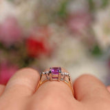 Ellibelle Jewellery Amethyst & Diamond 9ct Gold Seven-Stone Ring