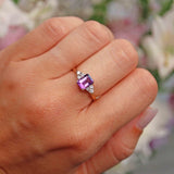 Ellibelle Jewellery Amethyst & Diamond 9ct Gold Seven-Stone Ring