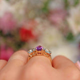 Ellibelle Jewellery Amethyst & Topaz 9ct Gold Pear-Shaped Trilogy Ring