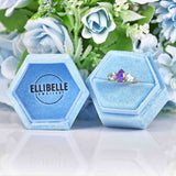 Ellibelle Jewellery Amethyst & Topaz 9ct Gold Pear-Shaped Trilogy Ring
