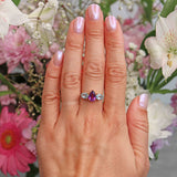 Ellibelle Jewellery Amethyst & Topaz 9ct Gold Pear-Shaped Trilogy Ring