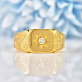 Ellibelle Jewellery Antique 18ct Gold Diamond Starburst Gypsy Ring - London 1929
