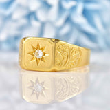 Ellibelle Jewellery Antique 18ct Gold Diamond Starburst Gypsy Ring - London 1929