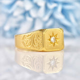 Ellibelle Jewellery Antique 18ct Gold Diamond Starburst Gypsy Ring - London 1929