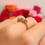 Ellibelle Jewellery Antique 1918 Edwardian Sapphire & Diamond 18ct Gold Engagement Ring