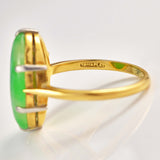 Ellibelle Jewellery Antique Art Deco Jade 18ct Gold & Platinum Ring (7.20ct)