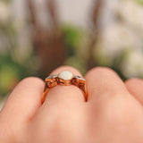 Ellibelle Jewellery Antique Art Deco Opal & Diamond 18ct Gold Three-Stone Ring