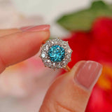 Ellibelle Jewellery Antique Blue Zircon & Old-Cut Diamond Gold Cluster Ring