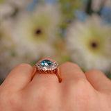 Ellibelle Jewellery Antique Blue Zircon & Old-Cut Diamond Gold Cluster Ring