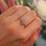 Ellibelle Jewellery Antique Edwardian Diamond 18ct Gold Double Daisy Ring