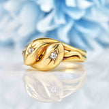 Ellibelle Jewellery Antique Edwardian Diamond 18ct Gold Double Snake Ring