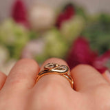 Ellibelle Jewellery Antique Edwardian Diamond 18ct Gold Double Snake Ring