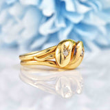 Ellibelle Jewellery Antique Edwardian Diamond 18ct Gold Double Snake Ring
